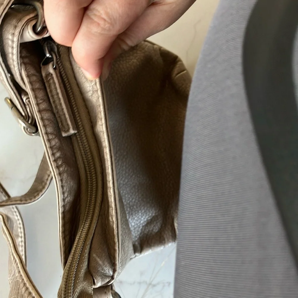 Tan Crossbody Bag with Adjustable Strap and Utilitarian Design - Picture 6 of 7